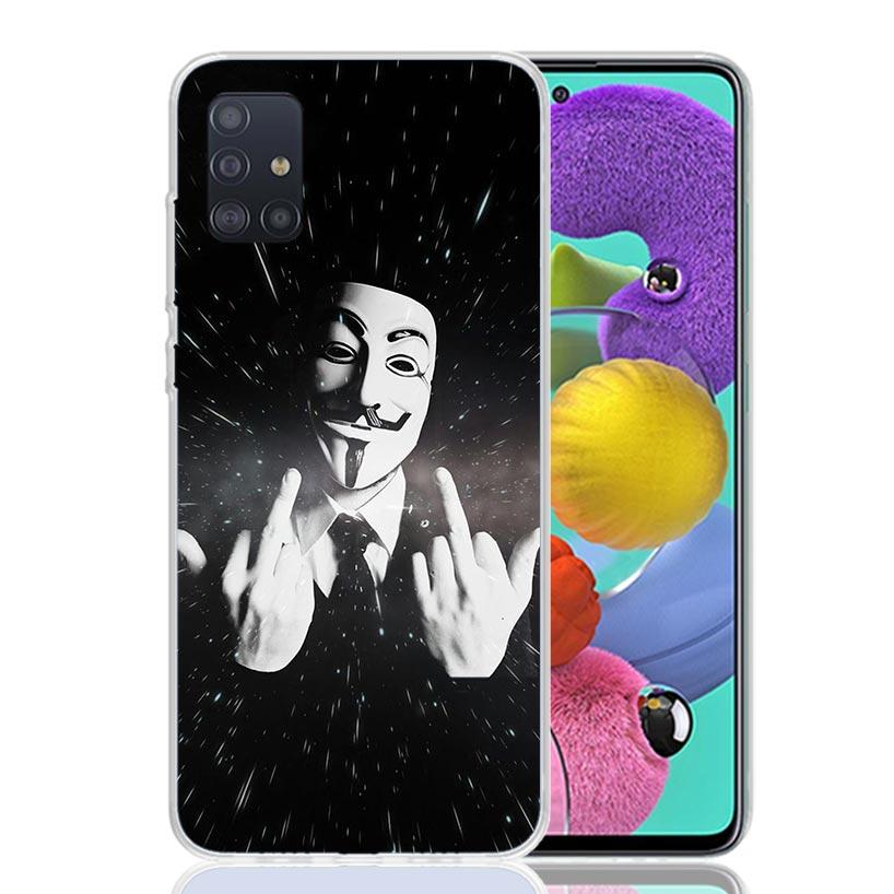 Anonymous V Mask Phone Case For Samsung Galaxy A52 A32 A22 A12 A02S A50S A30S A51 A31 AA71 Note 20 Ultra 10 S10 Plus Galaxy A52
