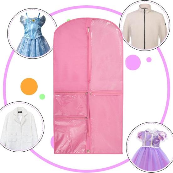Garment Bag Waterproof Dustproof Hanging Clothes Cover Multi-Pocket Design Zipper Closure Clothing Storage Bag