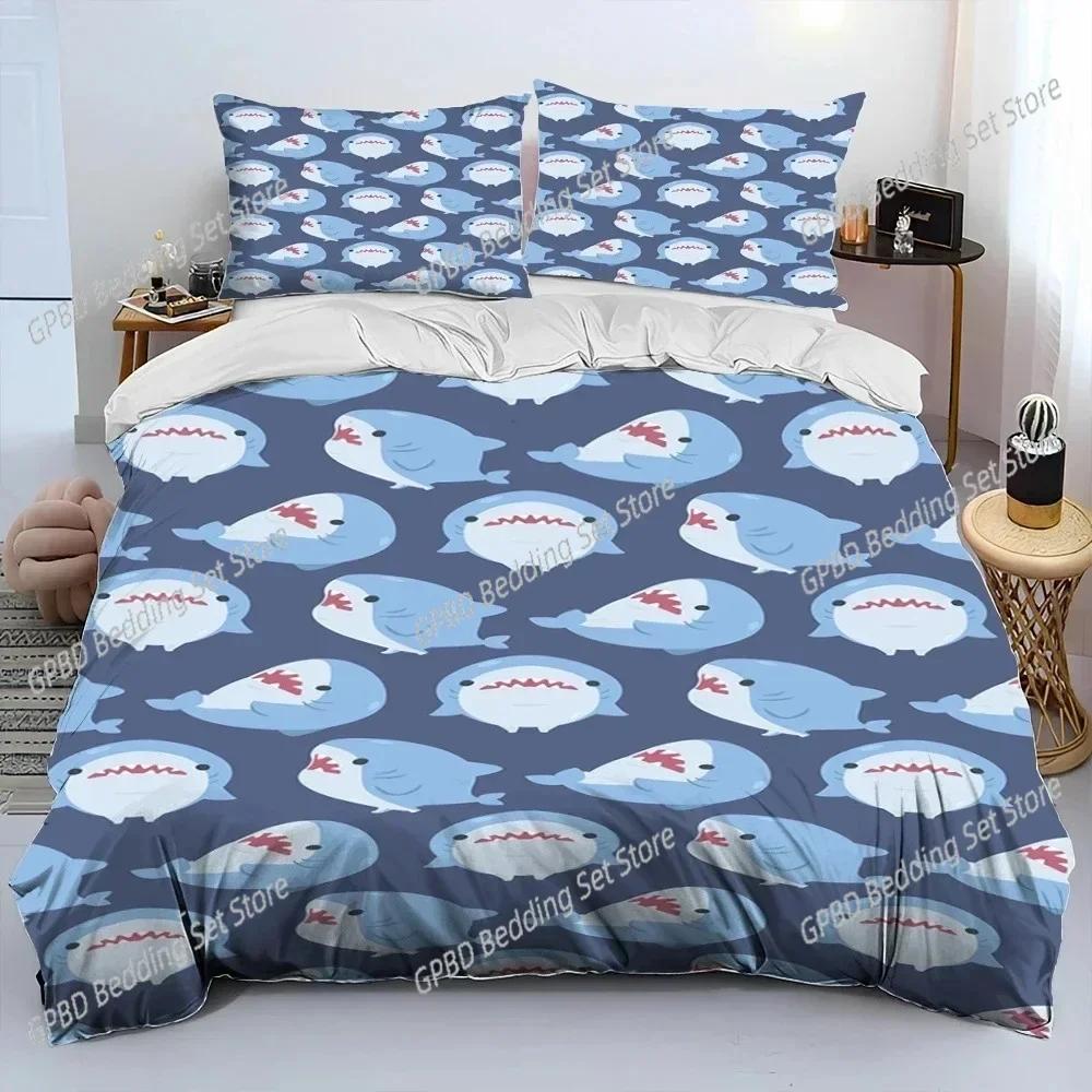 Cute Gawr Gura Hololive Anime Shark Bedding Set Single Twin Double Queen King Cal King Size Bed Linen Set