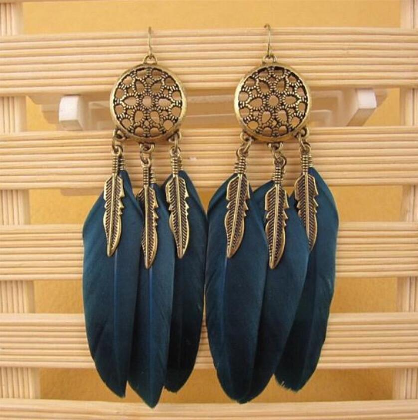 Серьги-ловцы снов Visionb Bohemia Feather Long Design для женщин, ювелирные изделия