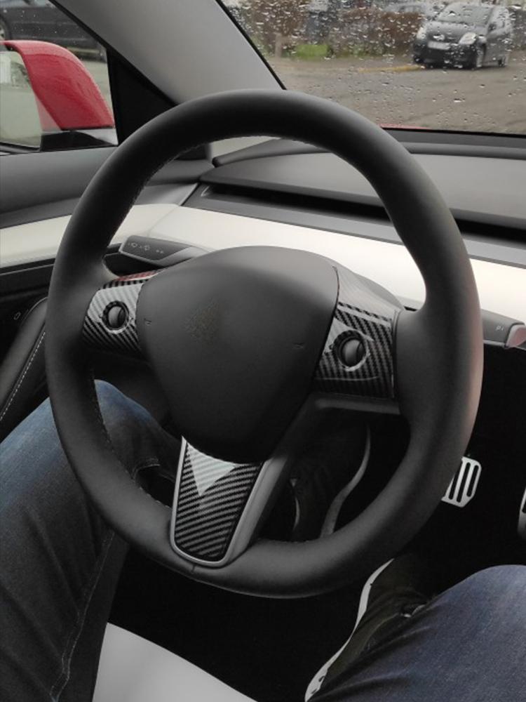 3 шт./компл. наклейка на отделку ABS внутренняя модифицированная отделка рулевое колесо из углеродного волокна накладка для Tesla Model 3 Y