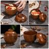 1 шт. Деревянная миска с крышкой Миска для мисо-супа Безопасная для детей Защита от ожогов Миска для риса и салата Натуральное дерево Сервировочная посуда Орех Для
