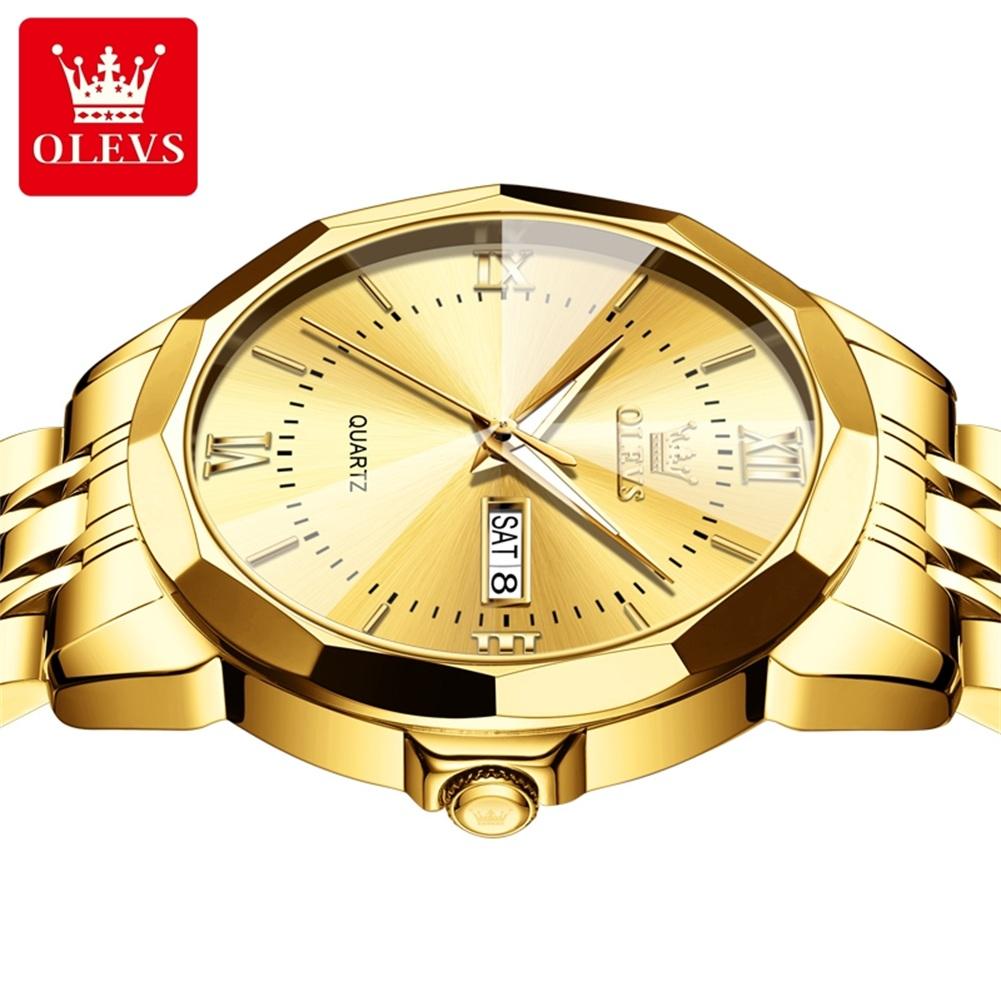 OLEVS Mens Watches Top Brand Luxury Gold Quartz Watch Men Stainless Steel Waterproof Fashion Men Wristwatches Relogio Masculino