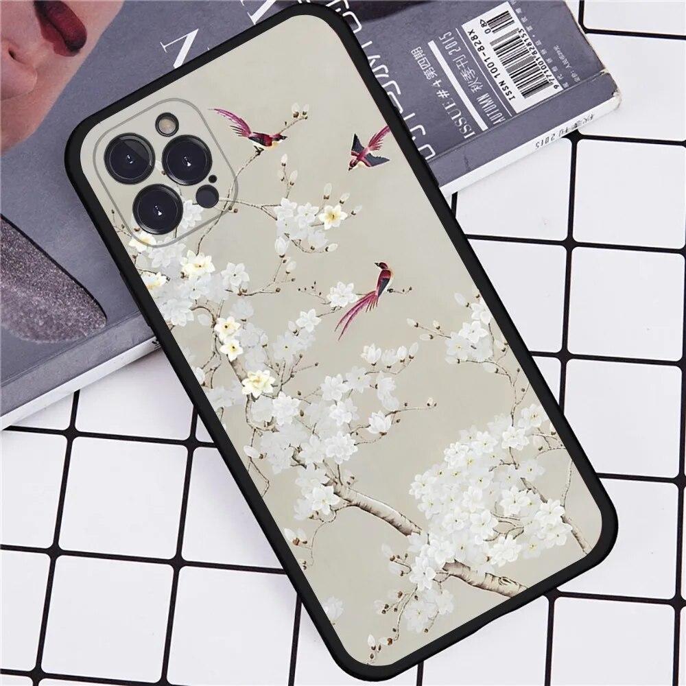 Чехол для телефона «Цветочная птица» для iPhone Samsung Galaxy Redmi Xiaomi Oppo OnePlus Note SA 7 8 9 10 11 12 13 14 20 21 22 23 53 54 Pro Max Plus Ultra TPU Soft