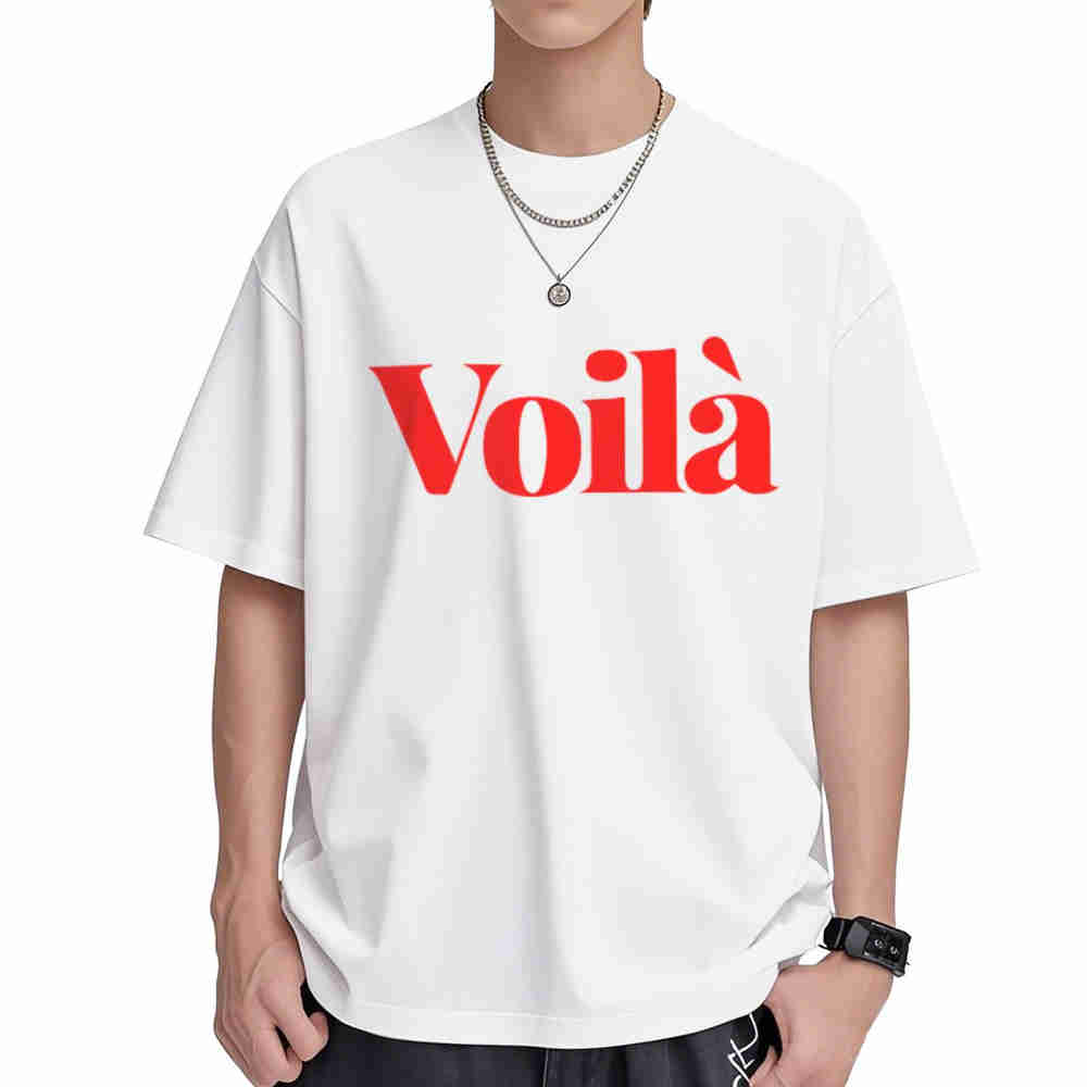 Voila Letter Print Short Sleeve Tee 100% Cotton T-Shirt