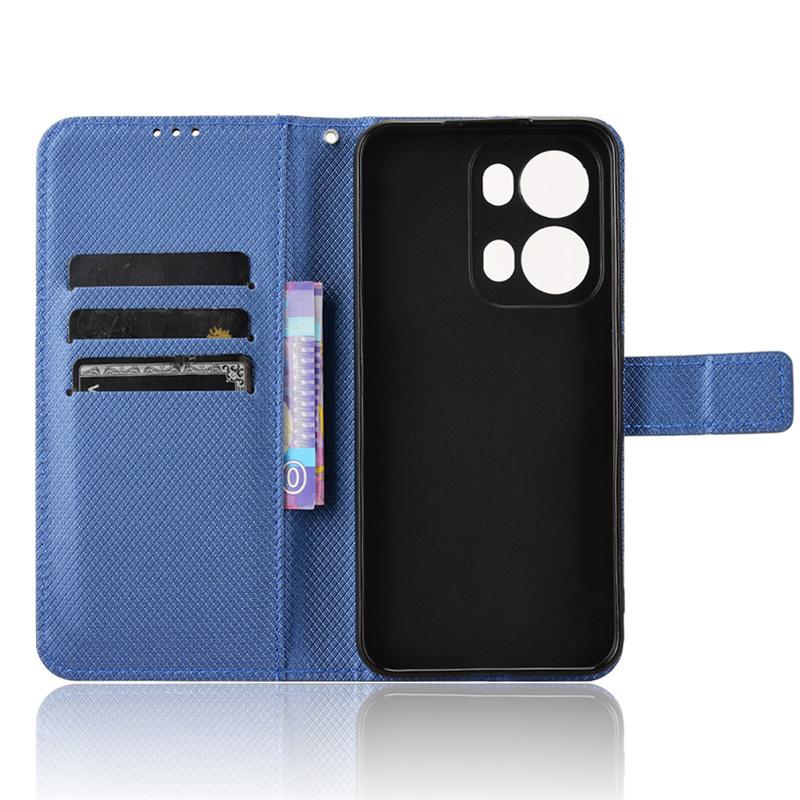 Для OPPO Reno 13 Pro 5G Роскошный флип-чехол с ромбовидным узором и шнурком для бизнеса, кожаный чехол-кошелек для OPPO Reno 13 Pro 5G Чехол для телефона