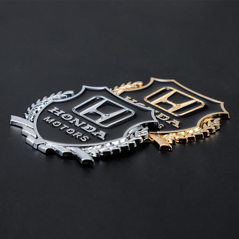 AAALY1 2Pcs Car Logo Metal Sticker Window Trunk Emblem Accessories For Honda Civic Fit Jazz Accord Pilot CRV Odyssey Passport City HRV