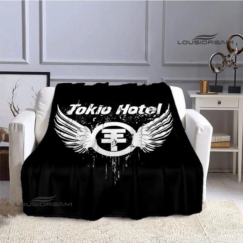 Одеяло с принтом группы Tokio Hotel в стиле ретро, ​​теплое одеяло, фланелевое мягкое и удобное одеяло, постельное белье для путешествий, подарок на день рождения