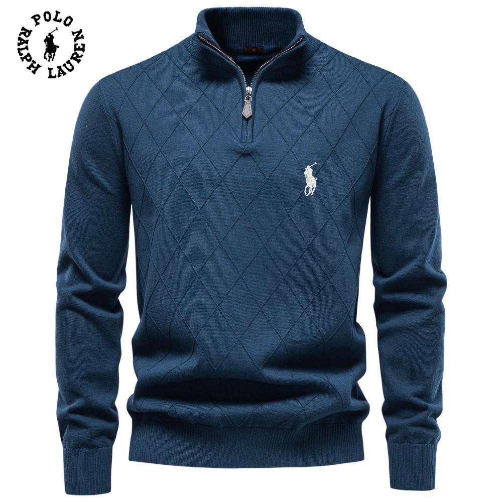 Polo Ralph Lauren Осень-Зима 2026 Стойка воротника Хлопок Высококачественный Унисекс Свитер Повседневный Свитер с полумолнией Однотонный