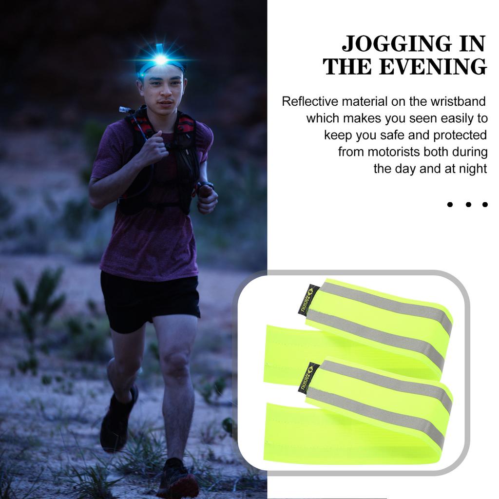 2Pcs Reflective Leg Strap Outdoor Safety Band Adjustable Running Wristband High Visibility Fluorescent Bracelets Cycling