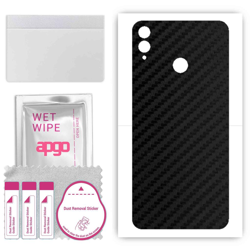 apgo Protective Skin Sticker for the Back Compatible with Honor 8X, Wrap Film, Foil, Vinyl - Pattern Carbon Black