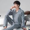 Pajamas Men's Spring Autumn Long Sleeve Cardigan Set Youth Boy Teen Young Casual Striped Loungewear Pyjama Homme