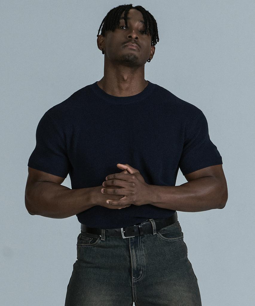 JELEVE [2Pack] Muscle Fit Light Knit Short Sleeve