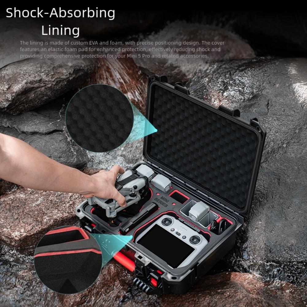 Waterproof Explosion Proof ABS Case for DJI Mini 5 Pro Accessories with Secure Seal and Spacious Storage for Remote Controllers