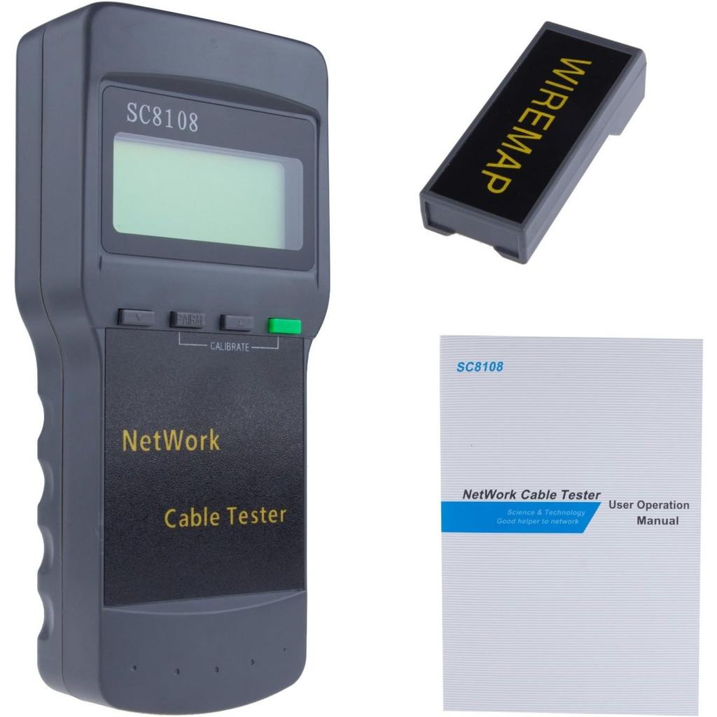 Кабельный тестер, измерение длины сети LAN, тестер расположения телефонного кабеля, SC8108 RJ45, с питанием от батареи (Не включено)