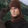 Yousheng 3Pcs/Set Winter Hat Scarf Gloves Set Solid Color Windproof Brimless Hat Neck Warmer Touch Screen Gloves Set