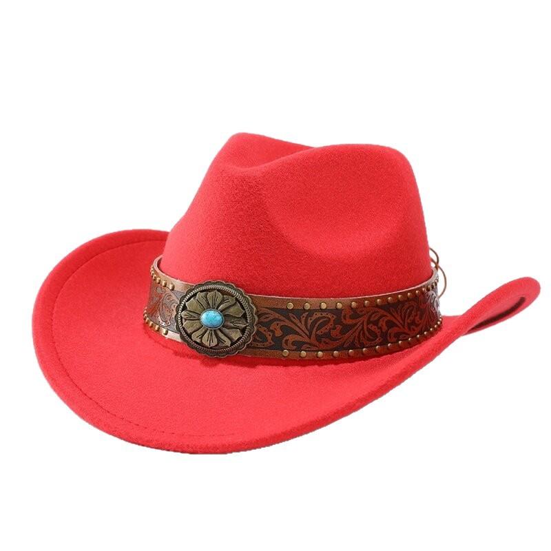 Men and women woolen felt hat European and American jazz hat curled top hat ethnic style sun protection hat cowboy hat