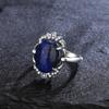 Silver Ring Vintage Natural Lapis Lazuli Ring for Women Jewelry