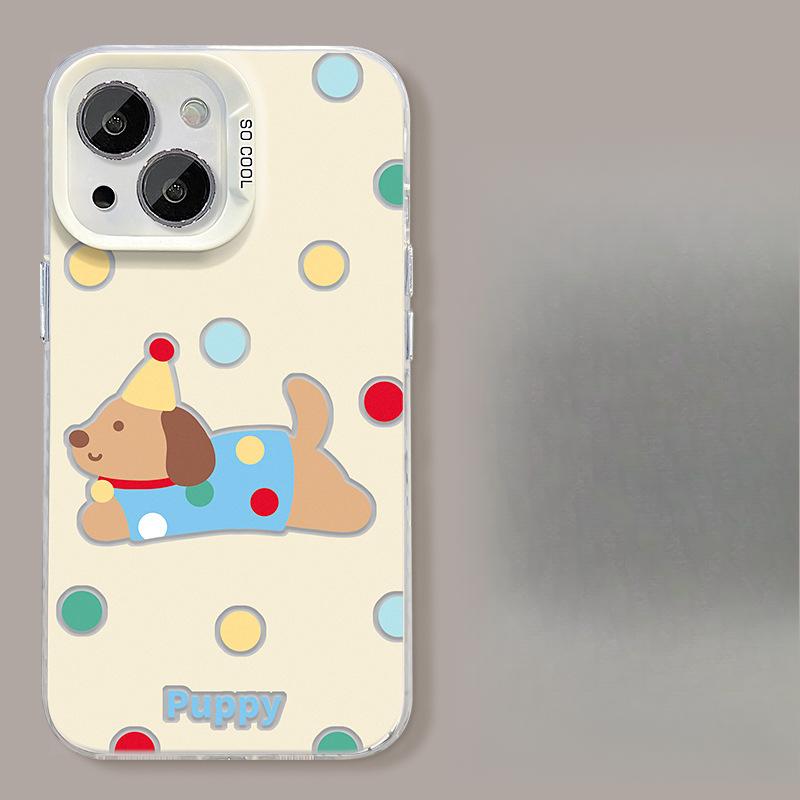 Подходит для чехла для мобильного телефона Xiaomi 14pro Opporeno12 Милый щенок в горошек Подставка Vivos19 Цвет Серебристый Матовый