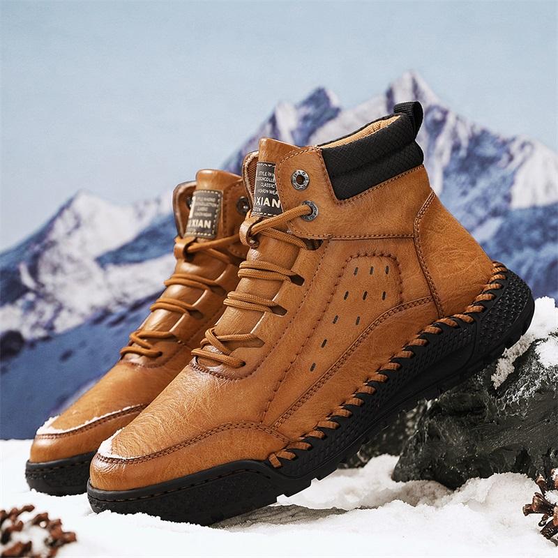 Autumn/ Winter Men's Retro Shoes Cow Split Leather Men Boots Comfortable Motorcycle Boots Winter Boots Men's Genuine Leather Moccasins