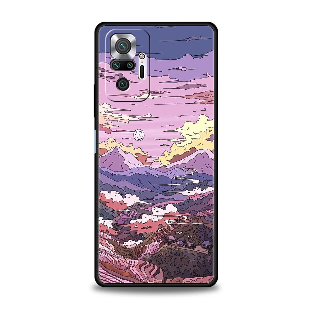 INS Korean Sunset Scenery For Xiaomi Redmi Note 12 5G Phone Case 10C 10 11 9 8 Pro Plus 9S 7 8T 9T 9A 8A 9C K50 K40 Gaming Cover