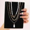 iF ME Vintage Pearl Multilayer Butterfly Necklace Gold Color Pendant Choker Chain Women Jewelry Accessories[No Box]