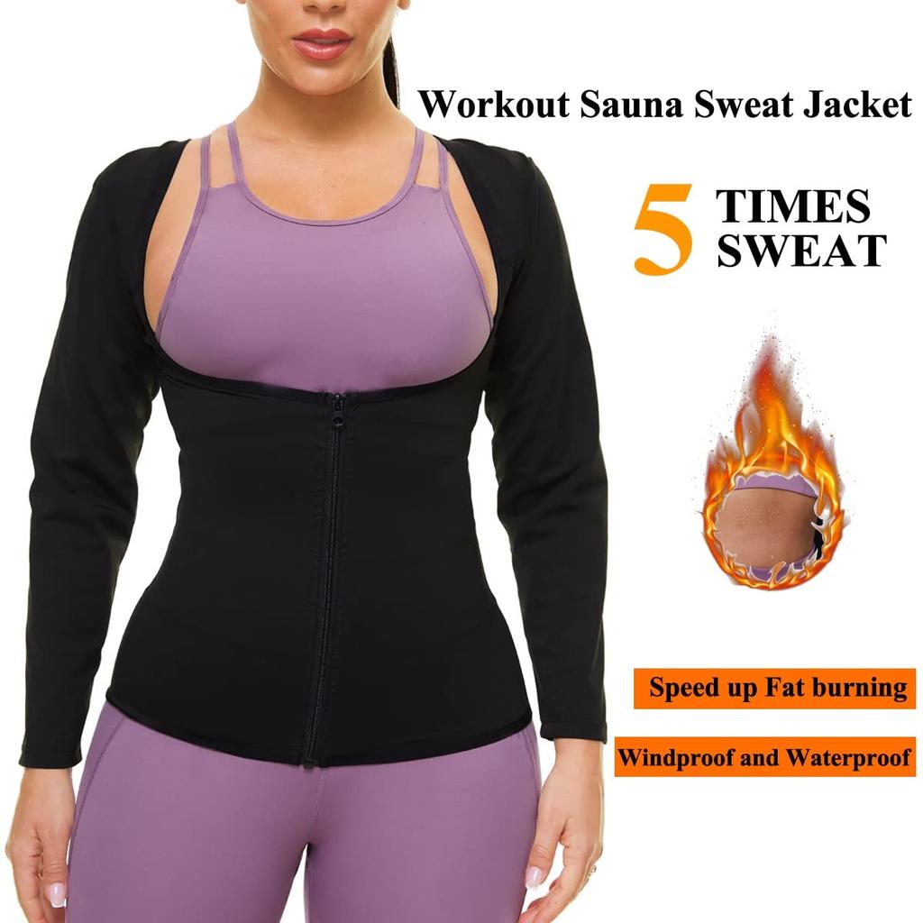 Женский костюм для сауны, спортивная куртка, тренажер для талии, формирователь тела с длинными рукавами, рубашка для сауны, тренировочные топы, корректирующее белье, термобелье, спортивный костюм для фитнеса
