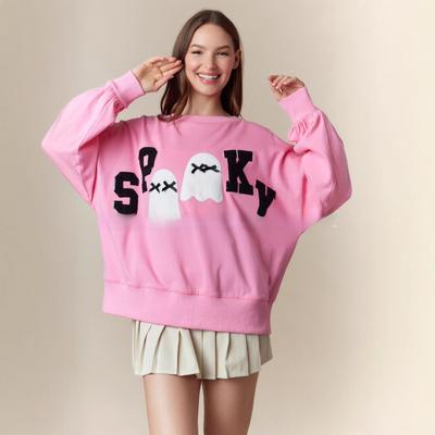 2025 Осень Новый Женский Хэллоуин Вышитый Пуловер Свитшот С Круглым Вырезом Длинный Рукав Повседневный Топ