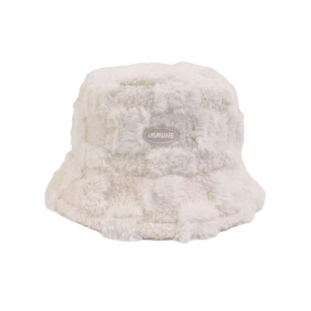 Утепленная берберская флисовая шляпа рыбака, плюшевая овечья шляпа в клетку, повседневная шляпа для девочек