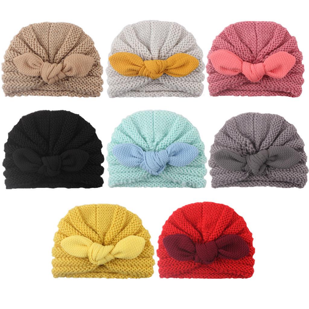 Детская шерстяная вязаная шапка с текстурой кукурузных зерен и кроличьими ушками - коллекция осень-зима 2022 года для мальчиков и девочек