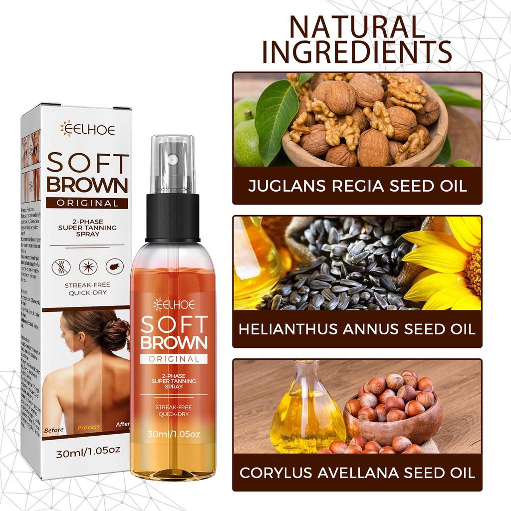 EELHOE Self Tanning Mousse Spray Fast Body Face Self Tanner Fake Tan Cream Solarium Mak Makeup Foundation 30ml