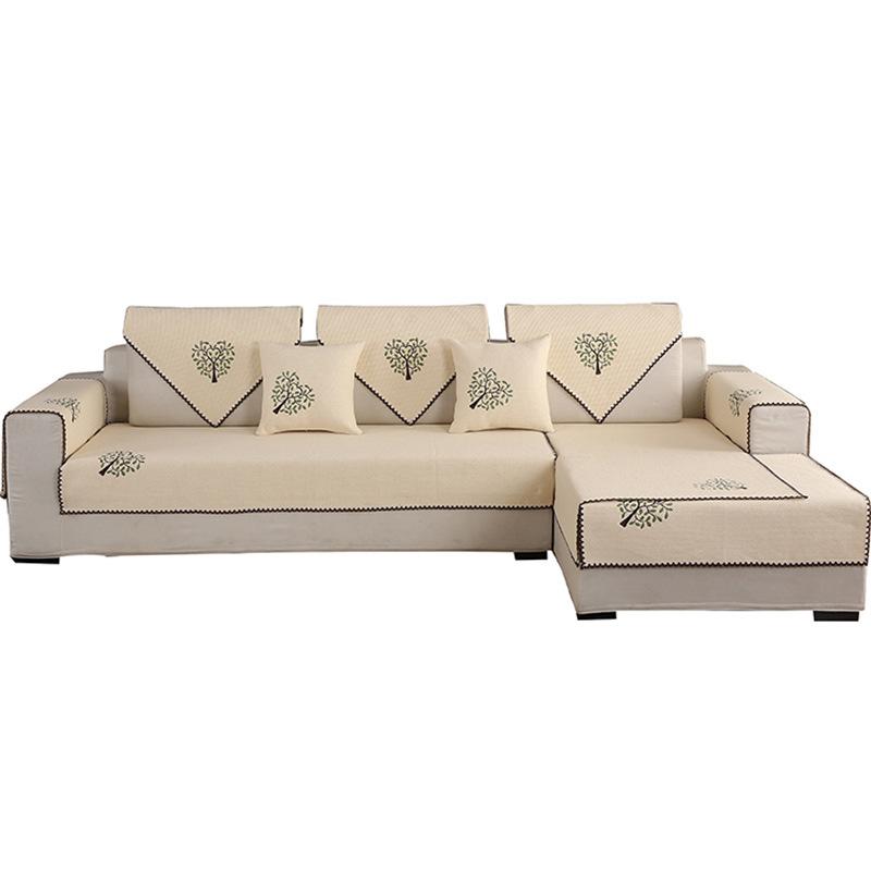 Four Seasons нескользящая вышитая диванная подушка из хлопчатобумажной ткани для гостиной, универсальная льняная утолщенная современная простая однотонная диванная подушка