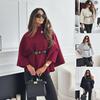 Women's Autumn/Winter Round Neck Elegant Wool Coat British Style A-line Cape Top