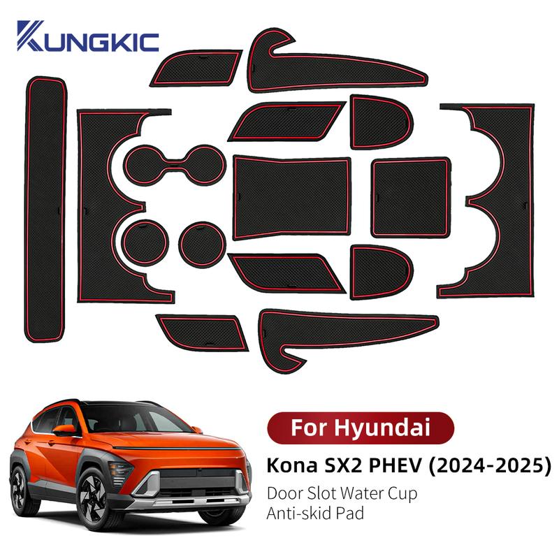 Противоскользящие коврики в ниши для 2024 2025 Hyundai Kona SX2 Hybrid PHEV, коврики в дверные проемы автомобиля, аксессуары для отделки салона авто, LHD RHD.