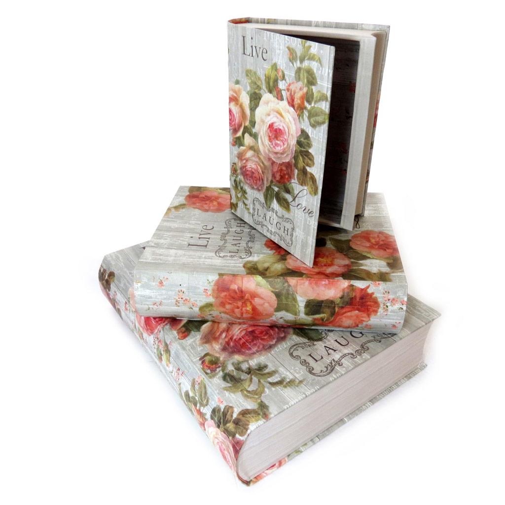 Les Trésors De Lily [L7289] - Trio of Pink Gray 'Jardin Botanique' Storage Boxes