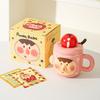 Креативная забавная керамическая кружка с крышкой и ложкой для домашнего использования, необычная чашка для воды для девочек, офисная чашка для завтрака