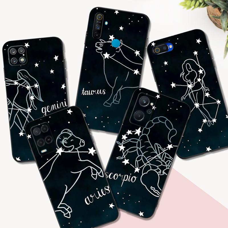 Черный чехол из ТПУ для Realme 7i 8i 9 Pro Plus 9i C12 GT Neo2 Narzo 20 30A 50A 50i знак зодиака