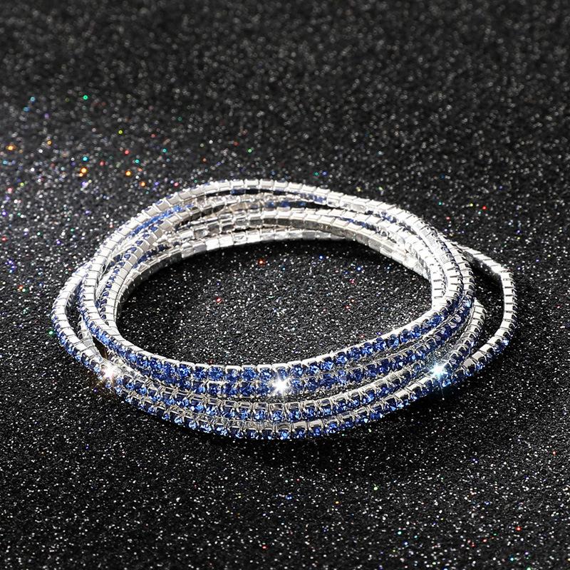 5Pcs/Lot Elastic Crystal Bracelets 2mm Charming Gold Color Crystal Rhinestones Metal Bangle Bracelet Jewelry DIY Gift