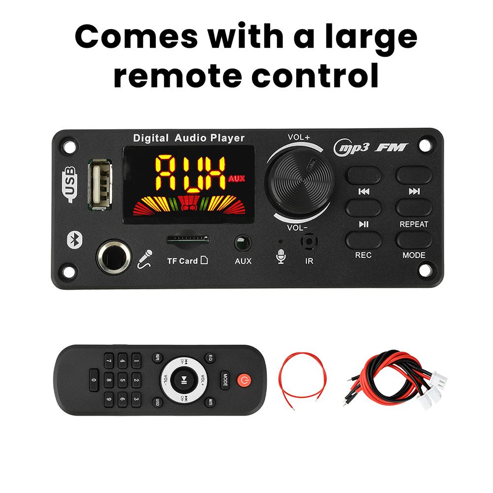 DC7-24V Цветной Экран BT MP3 Аудио Декодер Плата 6.5мм Микрофон Запись Связь Материнская Плата 2x50Вт Усилитель 87.5-107.5МГц