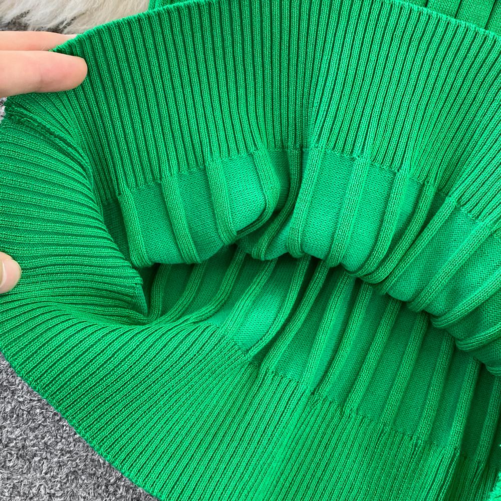 Шикарное элегантное облегающее платье с высоким воротником и длинными рукавами и поясом, пикантное модное вязаное платье, тонкий осенне-зимний свитер-карандаш, халат