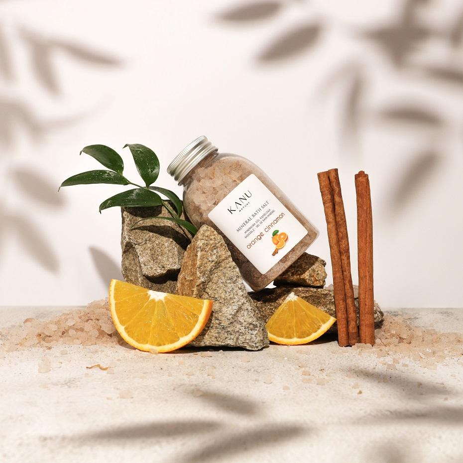 Kanu Orange and Cinnamon Mineral Bath Salt - Relaxation, Cleansing and Firming the Skin, Home Spa 350g