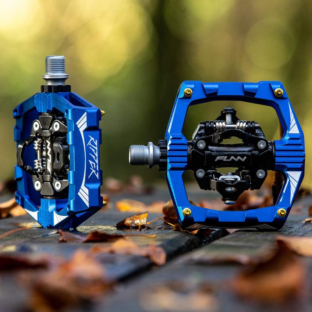 Funn Ripper Bicycle Pedals SPD Compatible Mountain Bike Pedals AES System Suitable for Mountain BMX Gravel and More - Dual-Sided - Spring-Loaded -