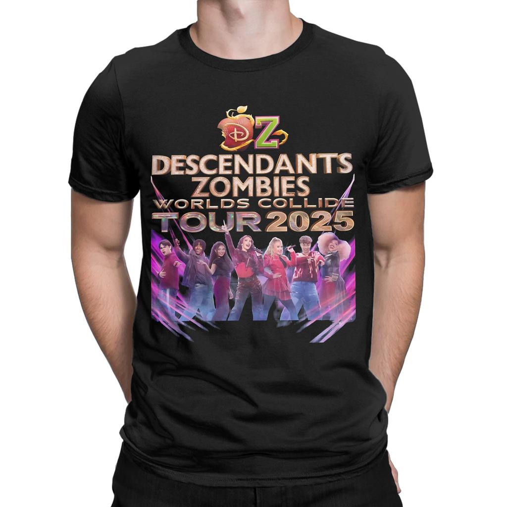 Принтованные футболки Descendants Zombies Worlds Collide Tour 2025 5881271464.6490 Мужские хлопковые с коротким рукавом и круглым вырезом Летние топы