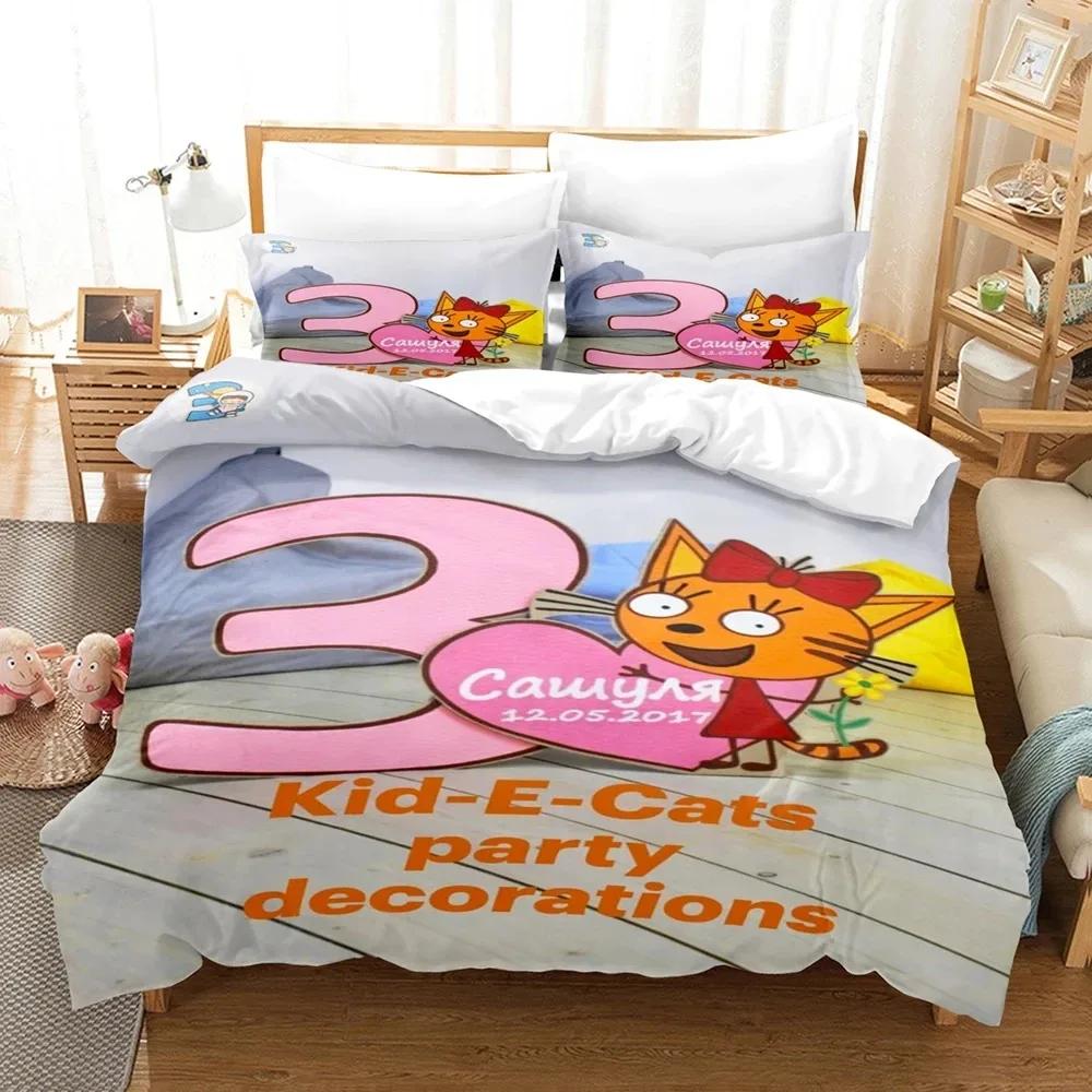3D Печать Kid-E-Cats Мультяшное постельное белье Двуспальное Полуторное King Пододеяльник Одеяло Наволочка Мальчики Девочки Взрослые Спальня