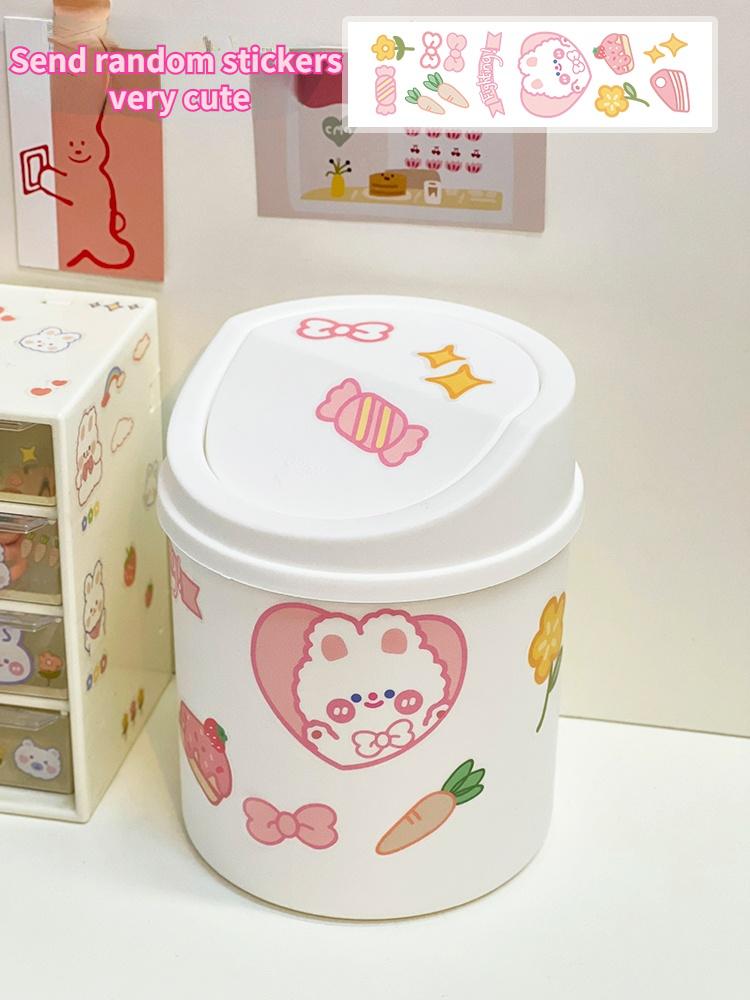 Настольный мини-органайзер для мусора, кавайный держатель для карандашей, милый мультяшный студенческий стол, мусорное ведро с крышкой, ящик для хранения