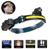 1PC Induction COB LED Headlamp 6-Mode with Battery Headlight Rechargeable Waterproof Head Light Zoom Camping Tent Lamp Fishing Light