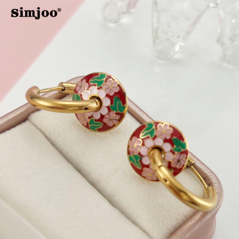 SIMJOO круглые серьги с глазурью во французском стиле, роскошные нишевые серьги в стиле ретро, модные темпераментные женские серьги