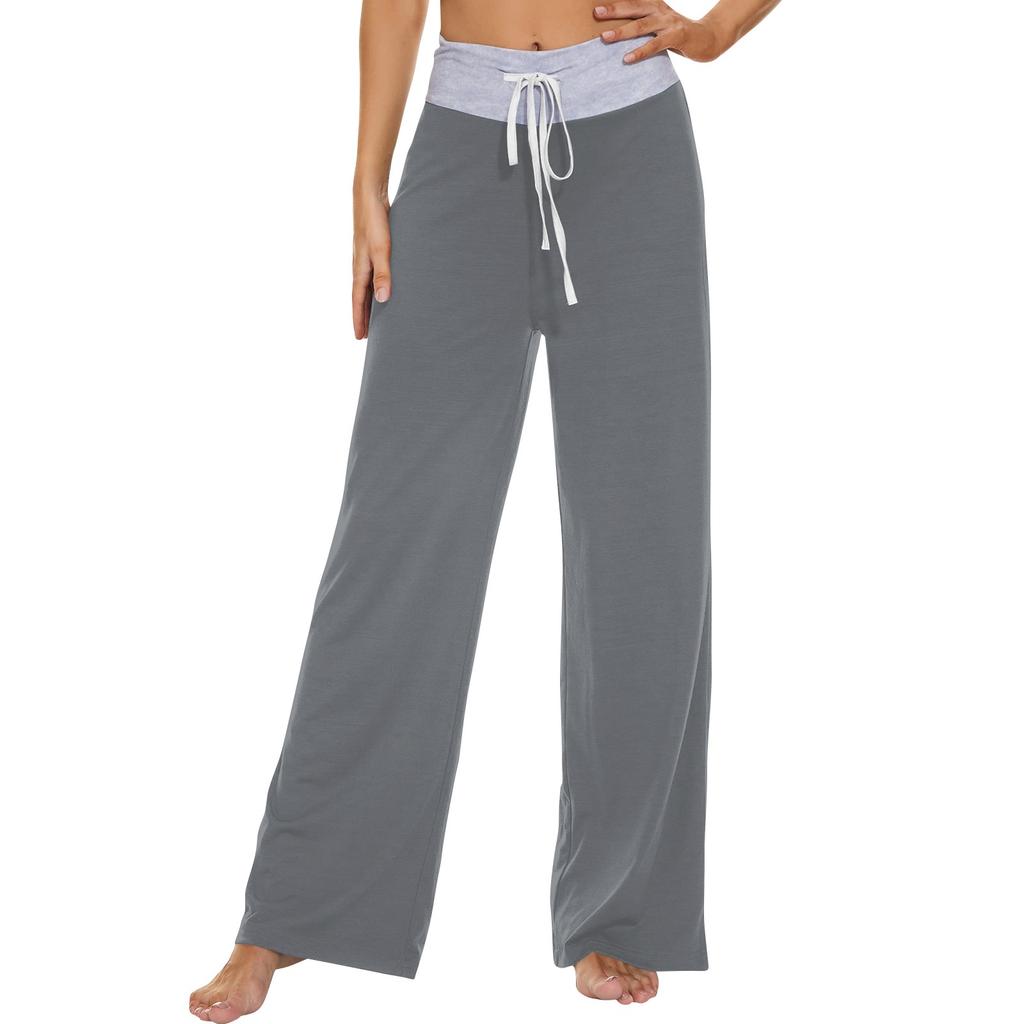 Women's Fashion Casual Comfortable Pajama Pants Printed Drawstring Wide Leg Pants Trousers