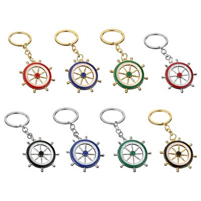 Практичные повседневные брелоки с морскими якорями и штурвалом из цинкового сплава в сине-белой цветовой гамме
