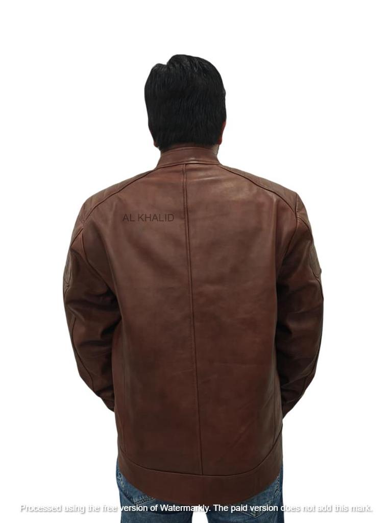 Handmade Men's Jacket Lambskin Brown Leather Racer Quilted Designer Biker Soft